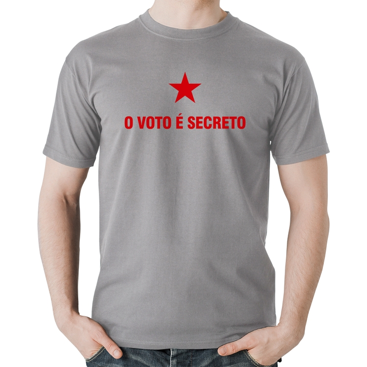 Camiseta Algodão O voto é secreto - Cinza