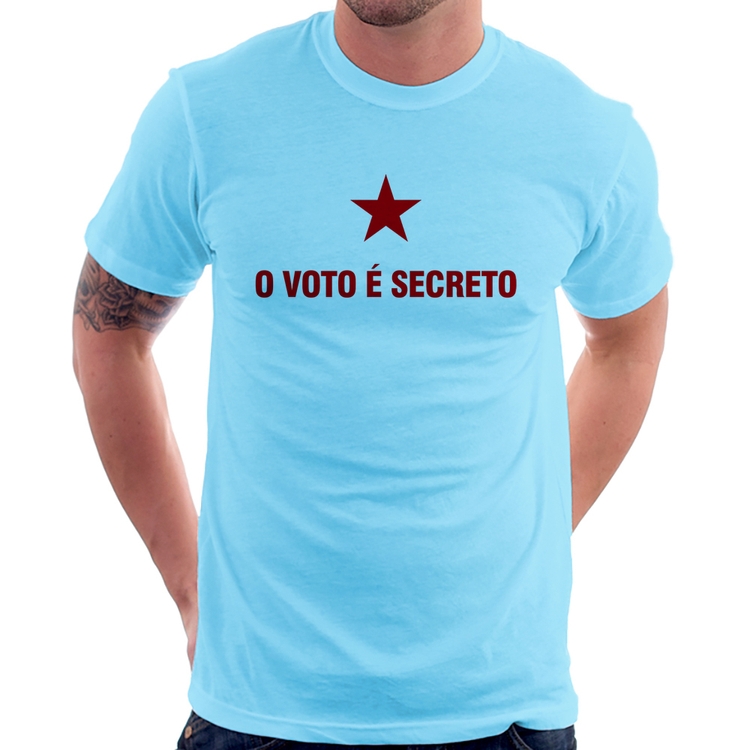 Camiseta O voto é secreto - Azul Bebê