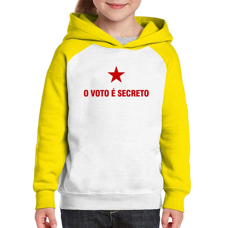 Moletom Infantil O voto é secreto - Branco/Amarelo
