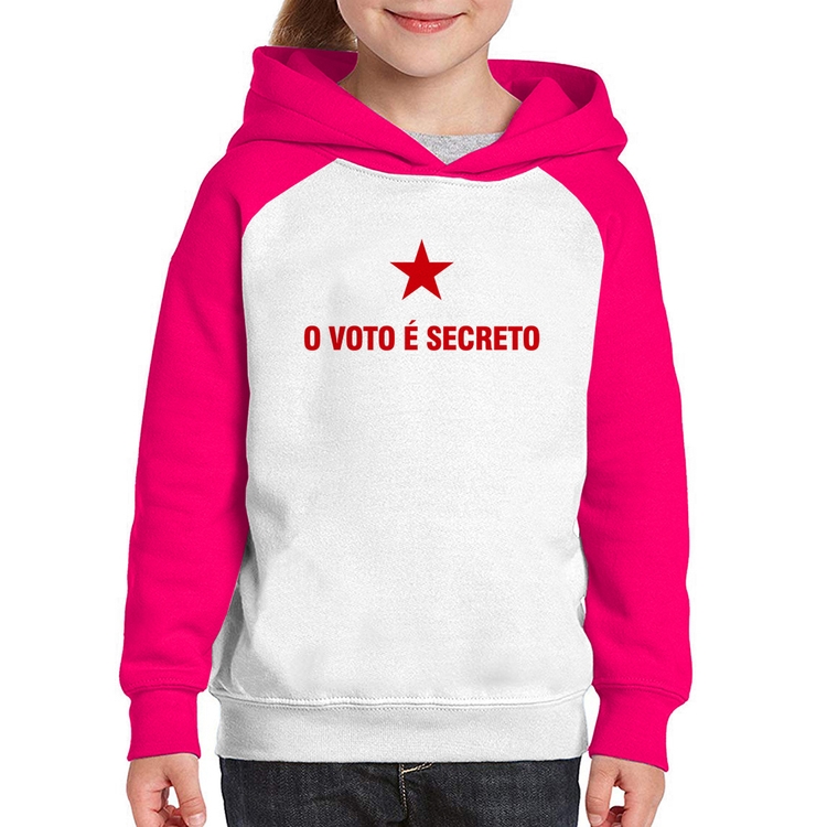 Moletom Infantil O voto é secreto - Branco/Rosa