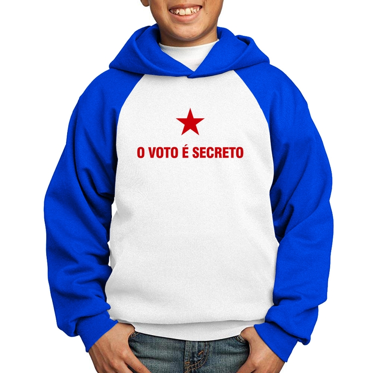 Moletom Infantil O voto é secreto - Branco/Azul