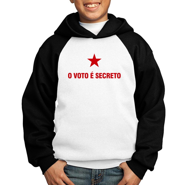 Moletom Infantil O voto é secreto - Branco/Preto