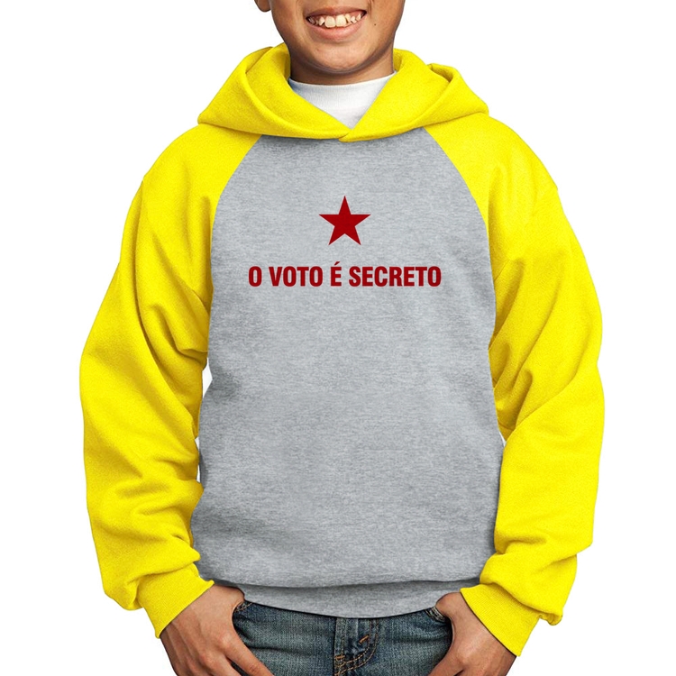 Moletom Infantil O voto é secreto - Cinza/Amarelo