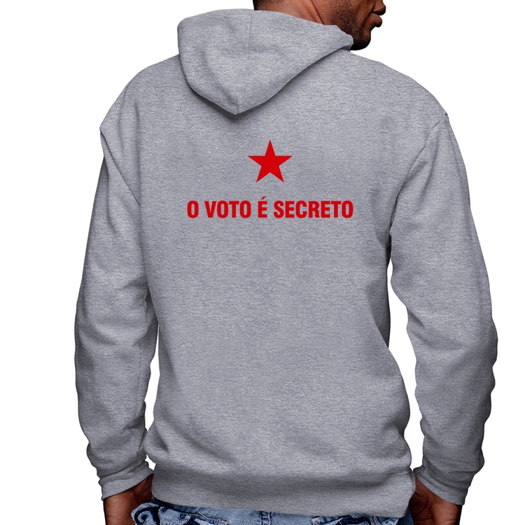 Blusa Moletom O voto é secreto Masculina com Capuz e Zíper - Mescla
