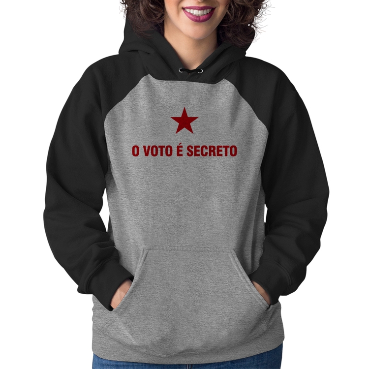 Moletom Feminino O voto é secreto - Cinza/Preto
