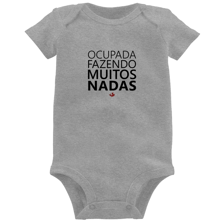 Body Bebê Ocupada fazendo muitos nadas - Cinza
