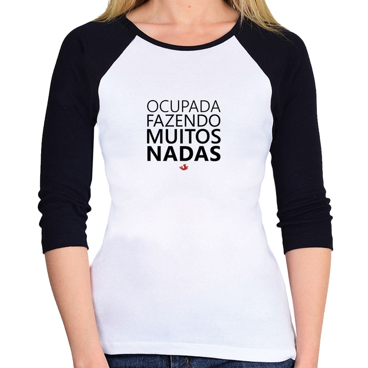 Baby Look Raglan Ocupada fazendo muitos nadas Manga 3/4
