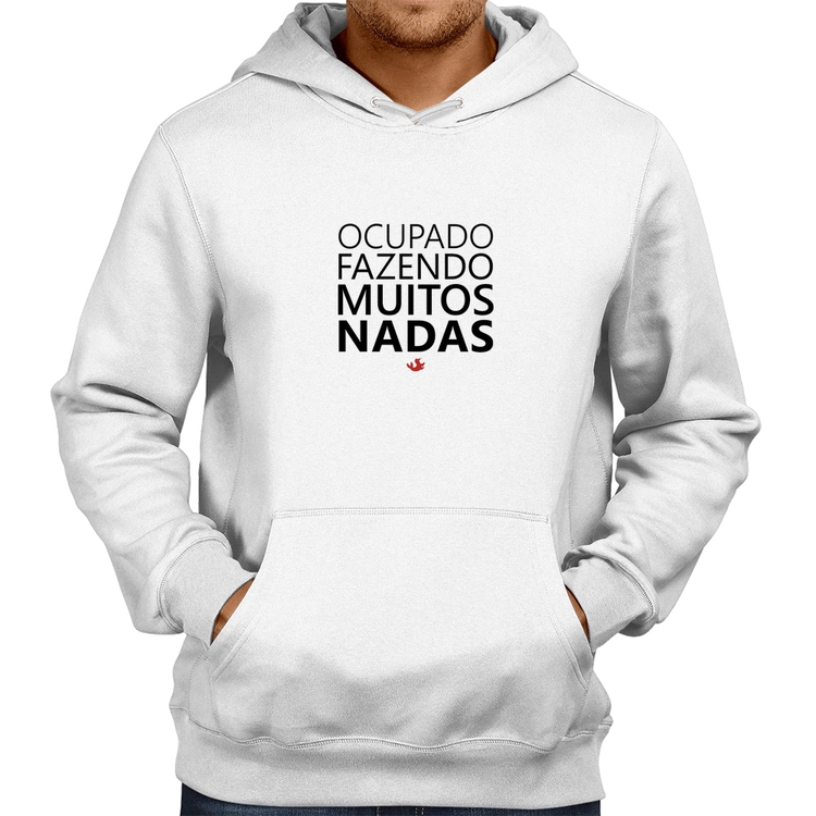 Moletom Ocupado fazendo muitos nadas - Branco
