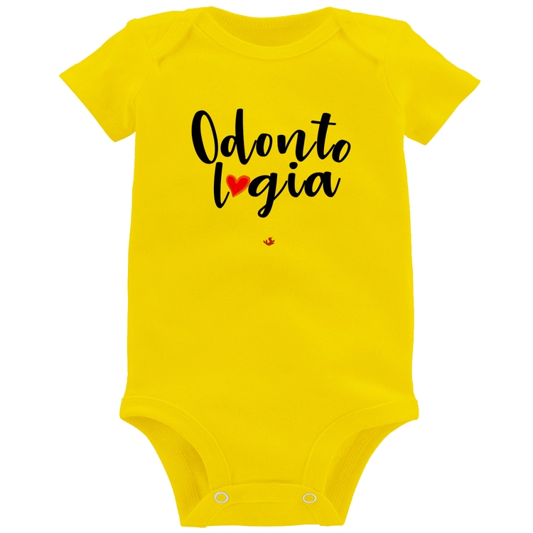 Body Bebê Odontologia por amor - Amarelo