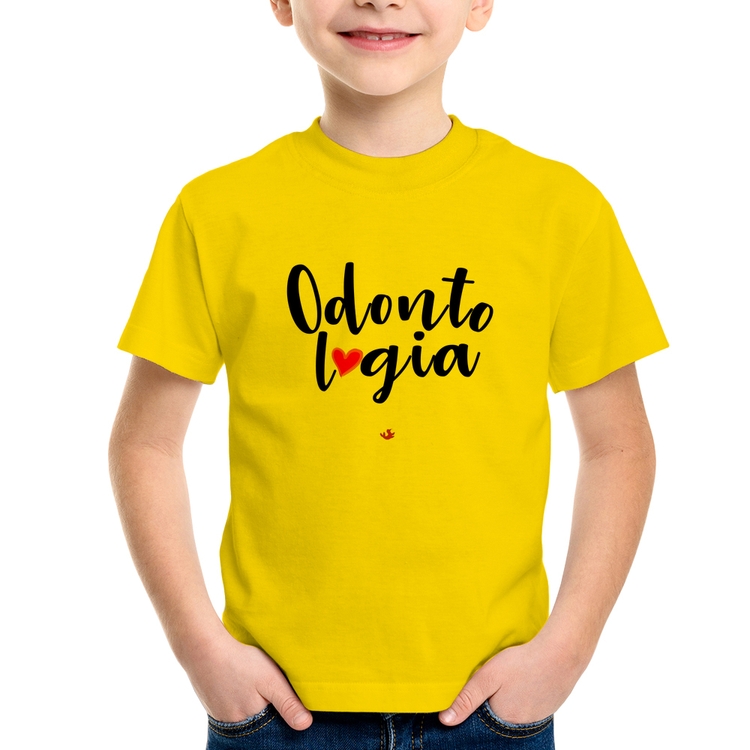 Camiseta Infantil Odontologia por amor - Amarela