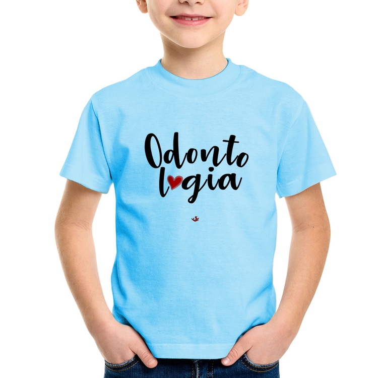 Camiseta Infantil Odontologia por amor - Azul Bebê