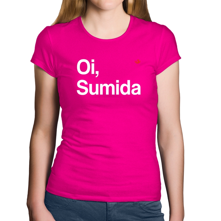 Baby Look Algodão Oi sumida - Rosa