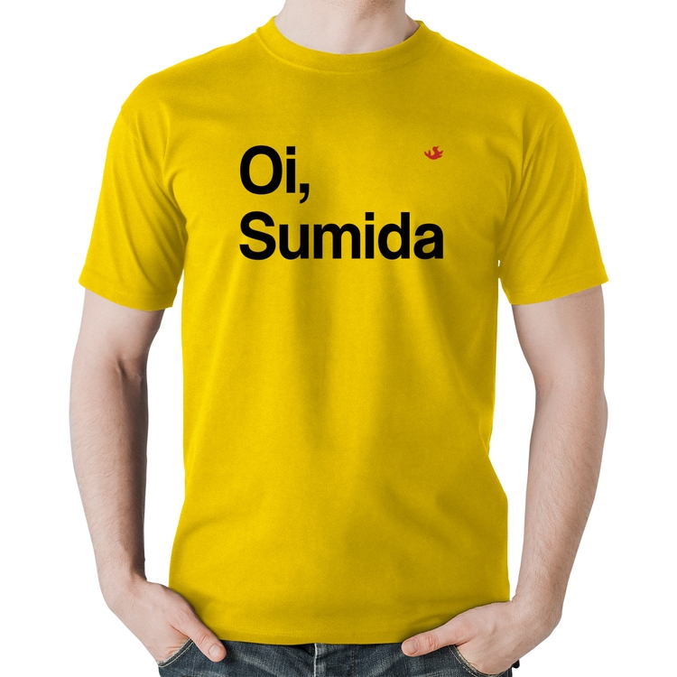 Camiseta Algodão Oi sumida - Amarela