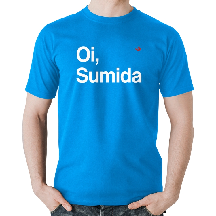 Camiseta Algodão Oi sumida - Azul
