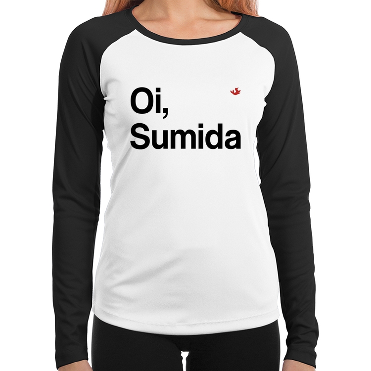 Baby Look Raglan Oi sumida Manga Longa