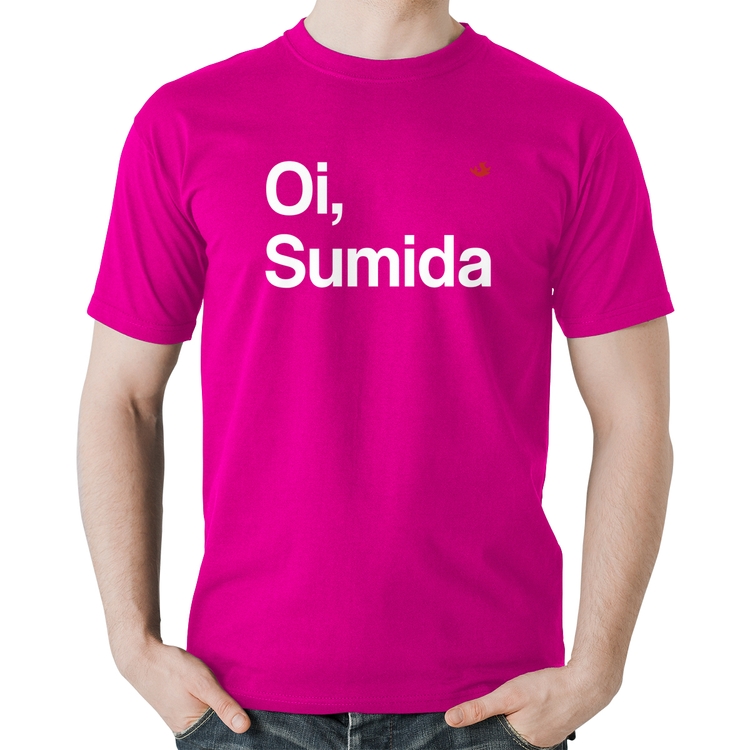 Camiseta Algodão Oi sumida - Rosa