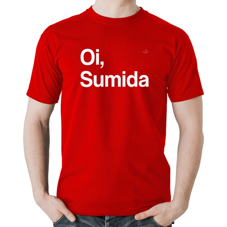 Camiseta Algodão Oi sumida - Vermelha