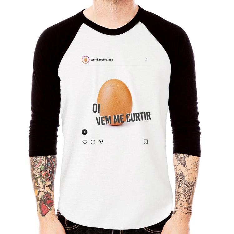 Camiseta Raglan Oi, vem me curtir Manga 3/4