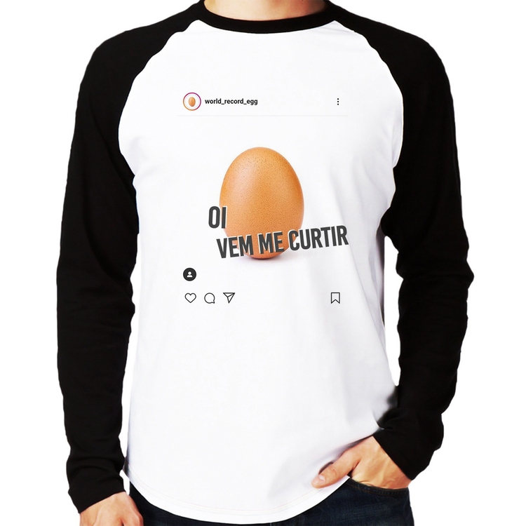 Camiseta Raglan Oi, vem me curtir Manga Longa