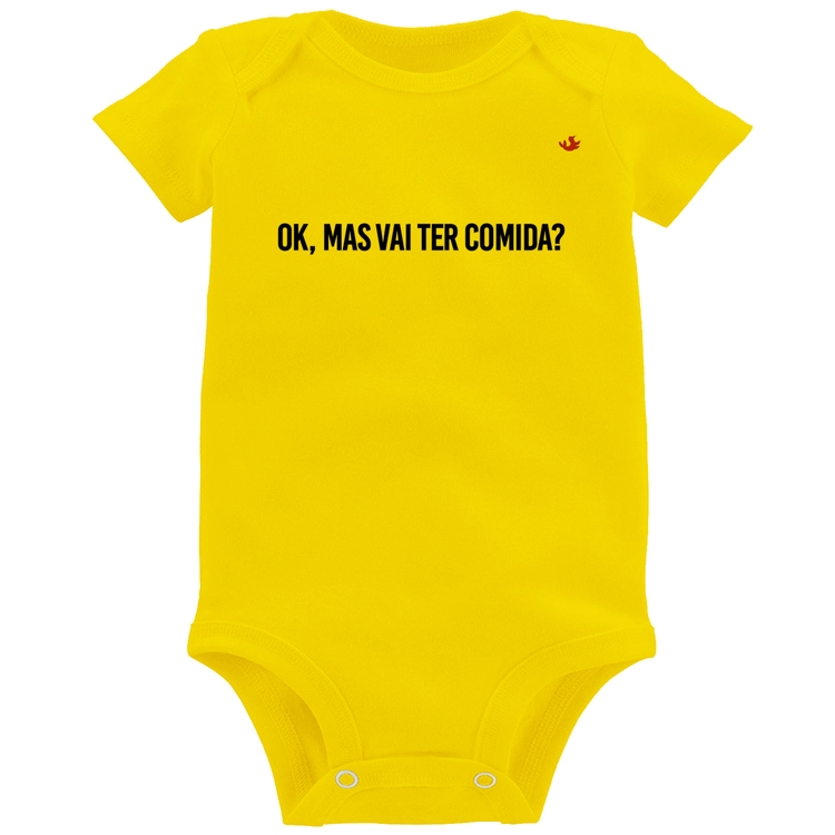Body Bebê Ok, mas vai ter comida? - Amarelo