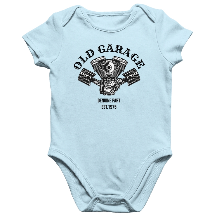 Body Bebê Algodão Old Garage Genuine Part Est.1975 - Azul Bebê