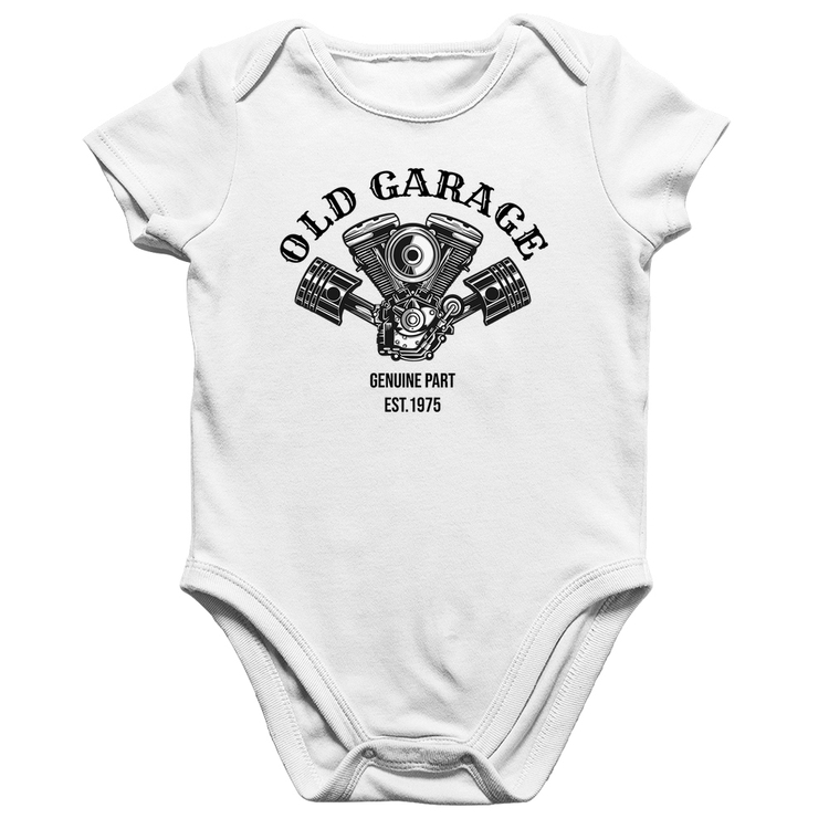 Body Bebê Algodão Old Garage Genuine Part Est.1975 - Branco