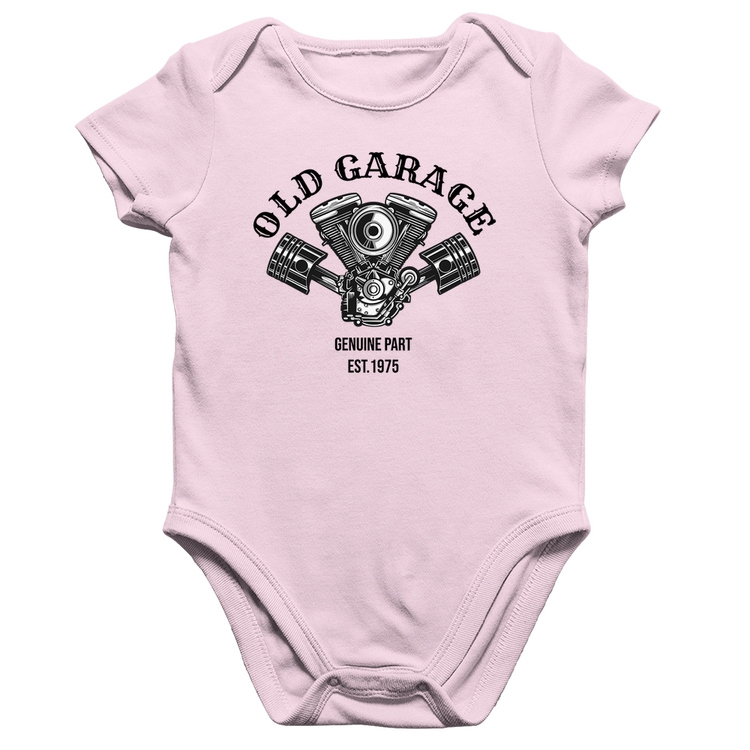 Body Bebê Algodão Old Garage Genuine Part Est.1975 - Rosa Bebê