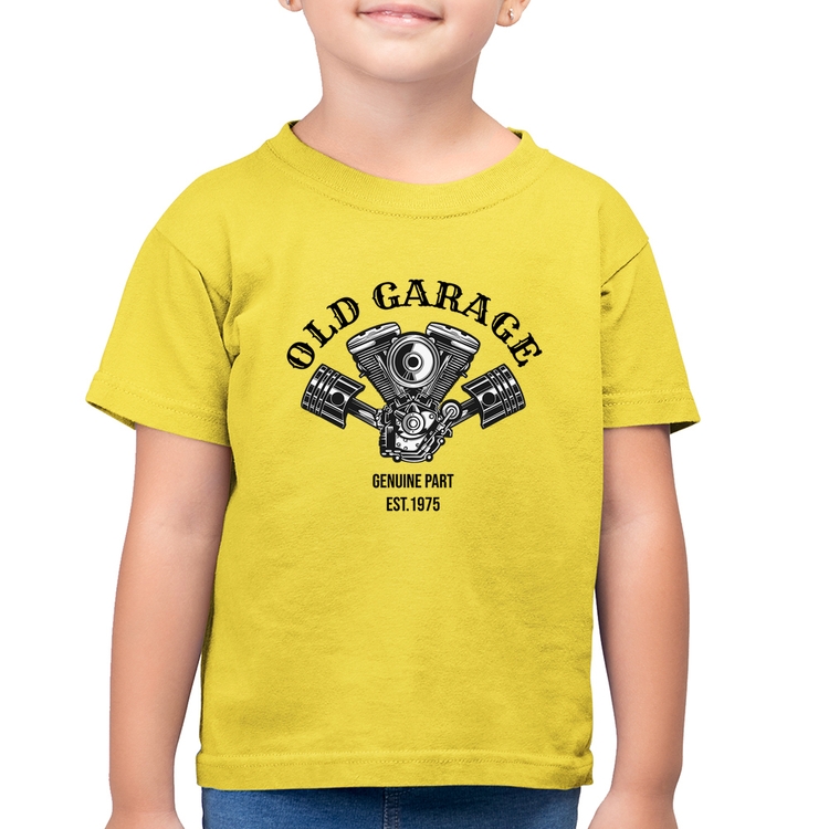 Camiseta Algodão Infantil Old Garage Genuine Part Est.1975 - Amarelo Canário