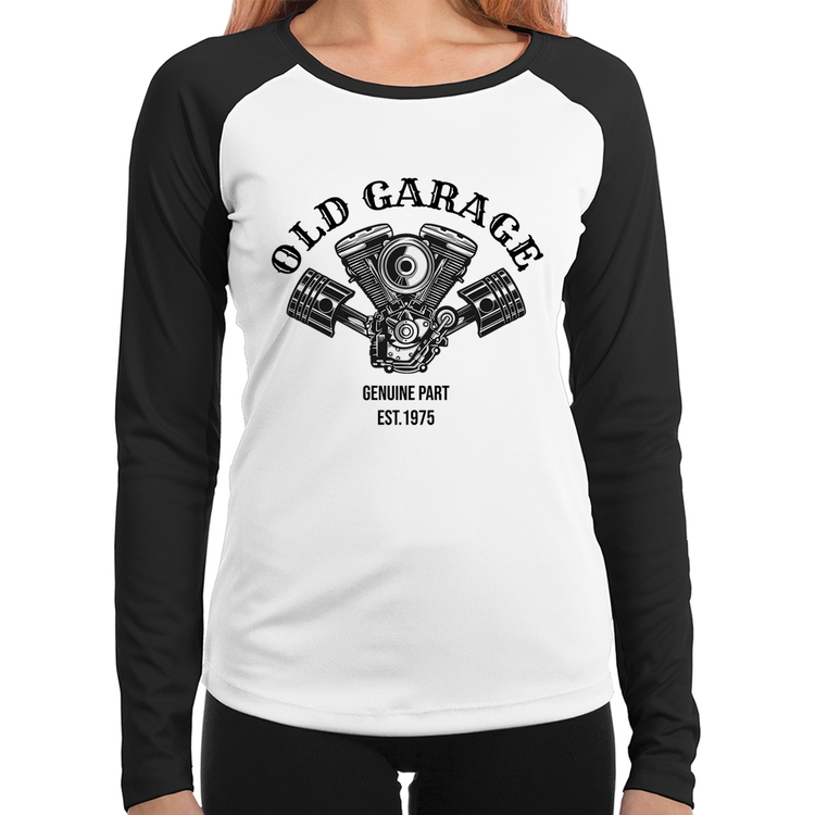 Baby Look Raglan Old Garage Genuine Part Est.1975 Manga Longa