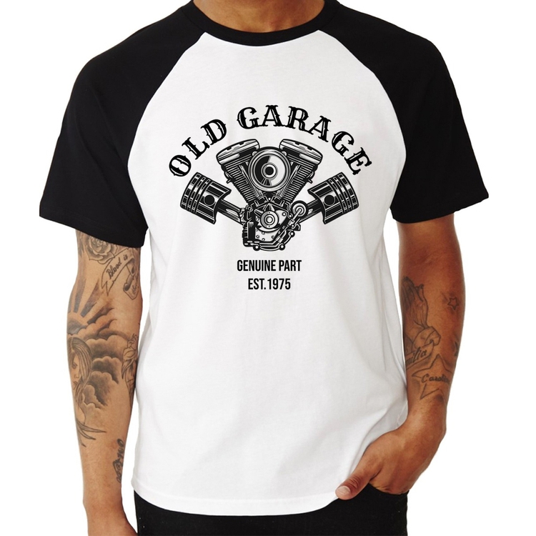 Camiseta Raglan Old Garage Genuine Part Est.1975
