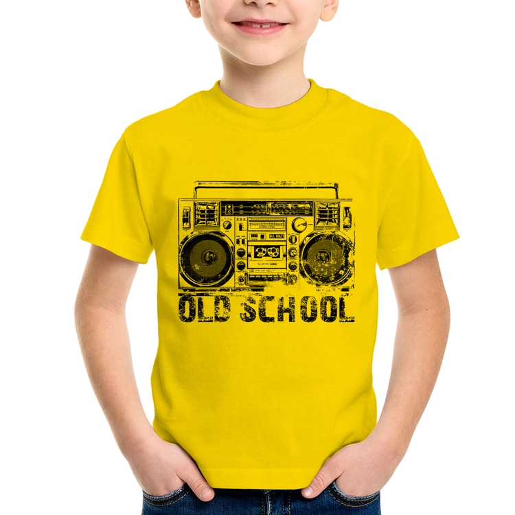 Camiseta Infantil Old School Boombox - Amarela