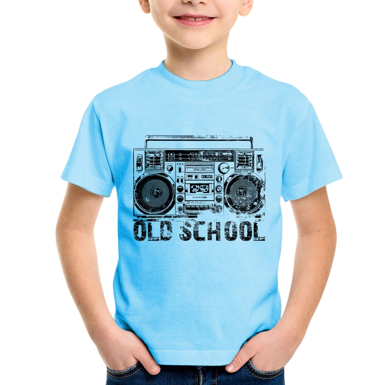 Camiseta Infantil Old School Boombox - Azul Bebê