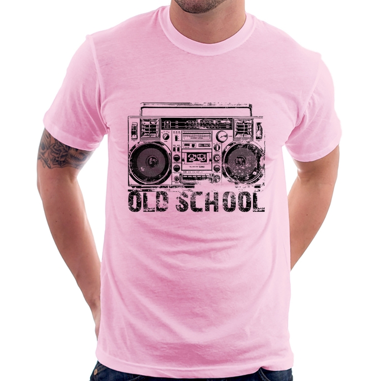 Camiseta Old School Boombox - Rosa Bebê