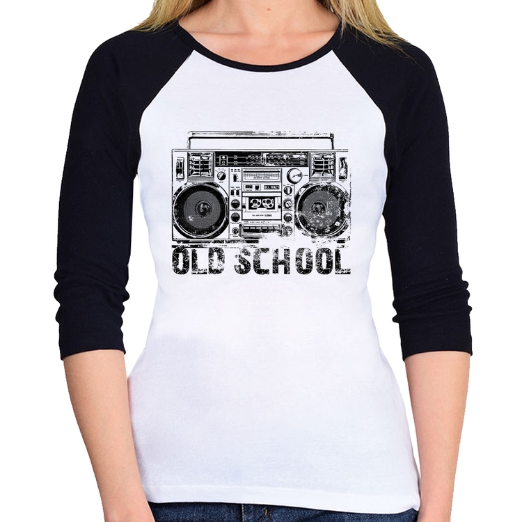 Baby Look Raglan Old School Boombox Manga 3/4