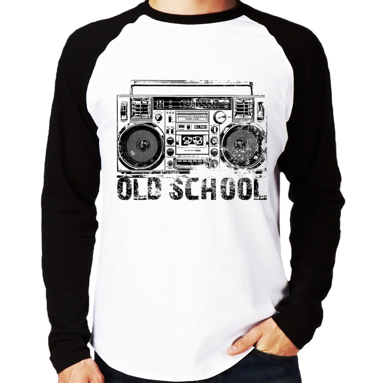 Camiseta Raglan Old School Boombox Manga Longa