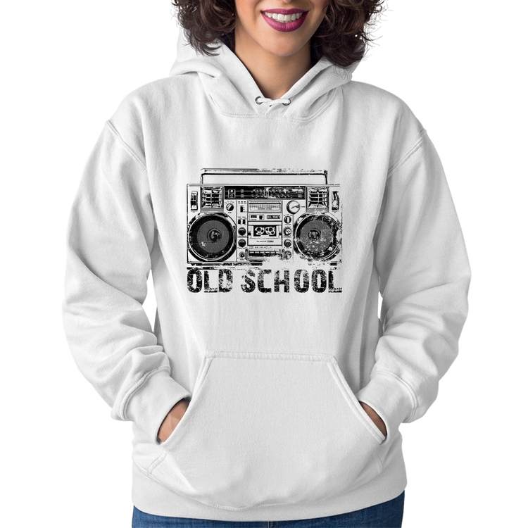 Moletom Feminino Old School Boombox - Branco
