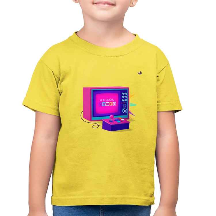 Camiseta Algodão Infantil Old School Gamer - Amarelo Canário