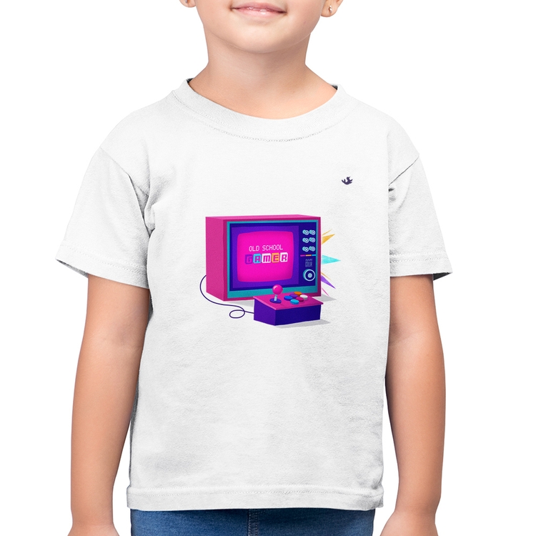 Camiseta Algodão Infantil Old School Gamer - Branca
