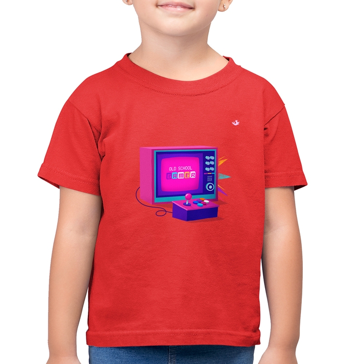 Camiseta Algodão Infantil Old School Gamer - Vermelha