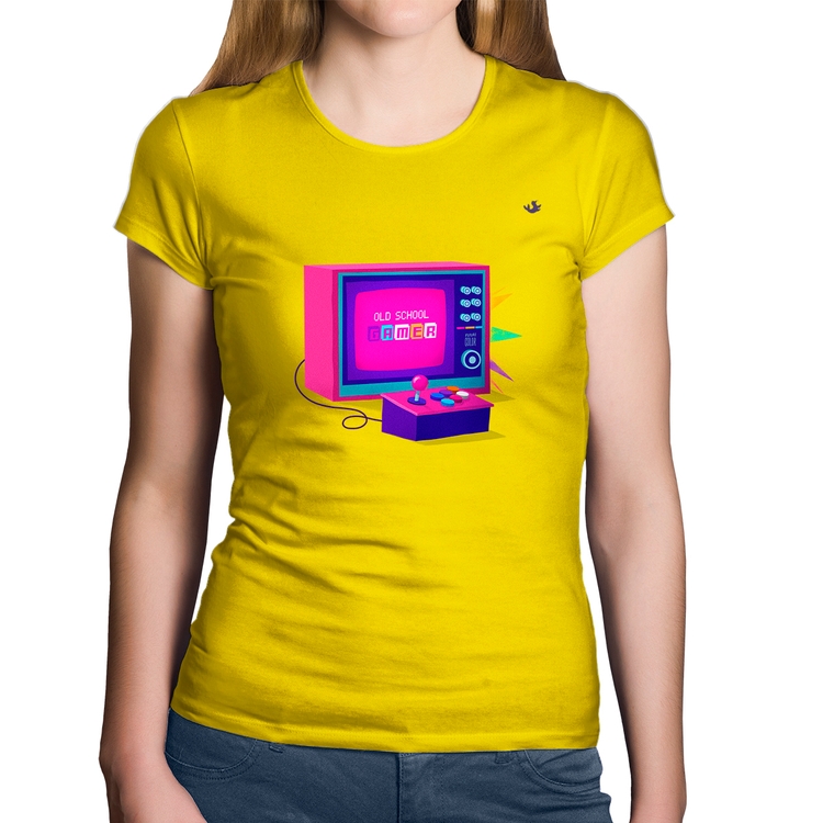 Baby Look Algodão Old School Gamer - Amarela