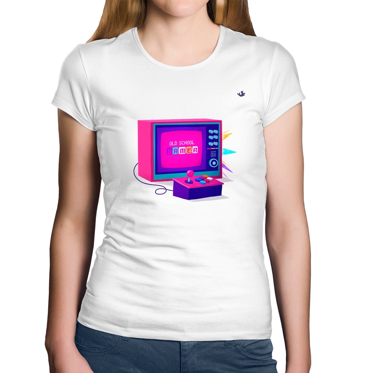 Baby Look Algodão Old School Gamer - Branca