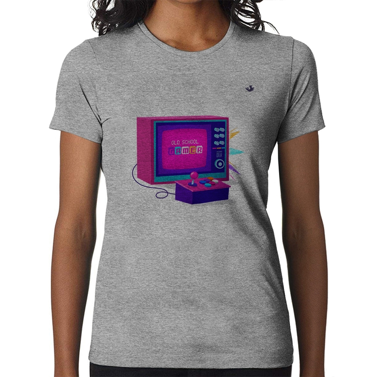 Baby Look Old School Gamer - Cinza