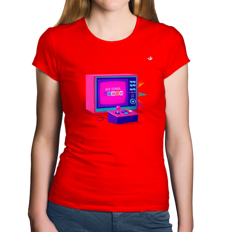 Baby Look Algodão Old School Gamer - Vermelha