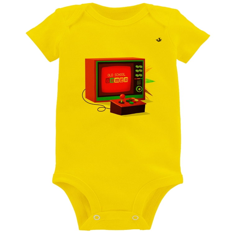 Body Bebê Old School Gamer - Amarelo
