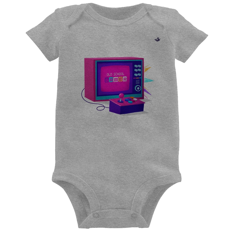Body Bebê Old School Gamer - Cinza