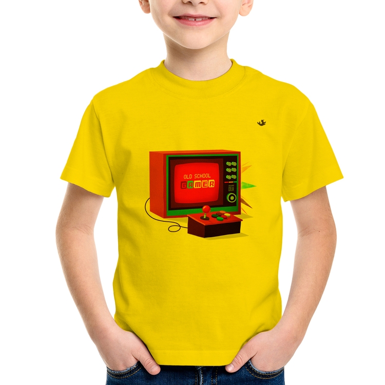 Camiseta Infantil Old School Gamer - Amarela