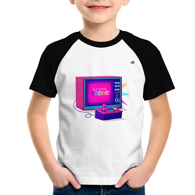 Camiseta Raglan Infantil Old School Gamer
