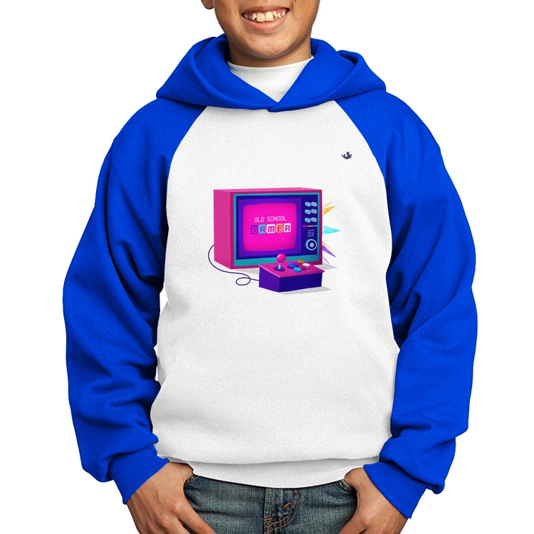 Moletom Infantil Old School Gamer - Branco/Azul