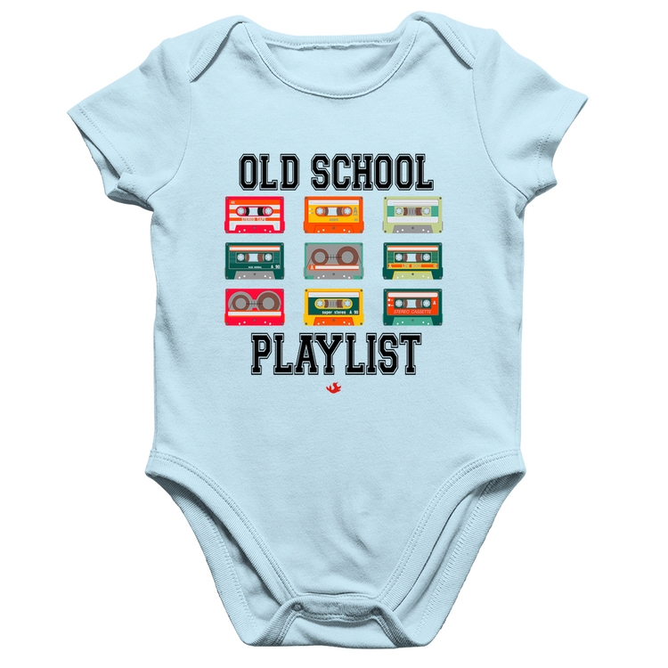 Body Bebê Algodão Old School Playlist - Azul Bebê