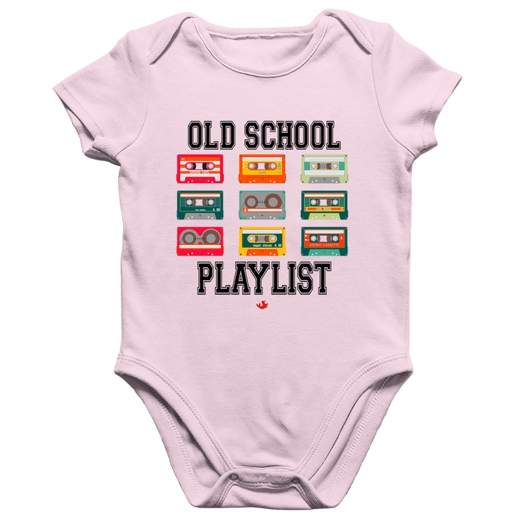 Body Bebê Algodão Old School Playlist - Rosa Bebê